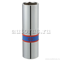 Головка свечная шестигранная 1/2, 16 мм, L 70 мм, резиновый фиксатор KING TONY 463516R